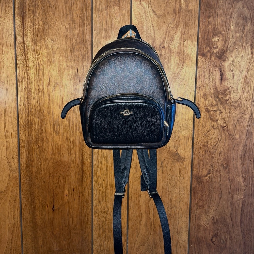 Coach Brown and Black Leather Backpack - Picture 8 of 8